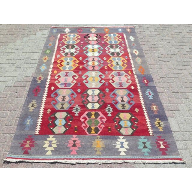 Vintage Turkish Boho Kilim Area Rugs For Sale - Image 11 of 11