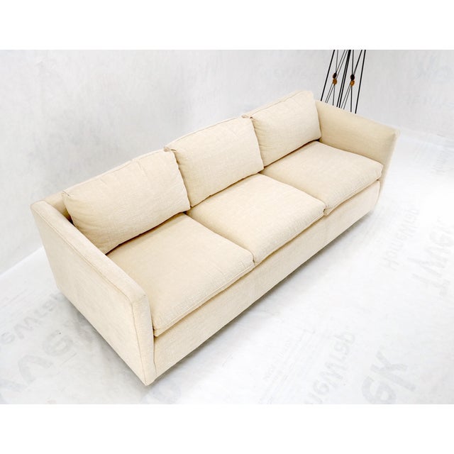 Custom Design Mid-Century Modern Beige Upholstery Box Shape Sofa Mint! For Sale - Image 18 of 18