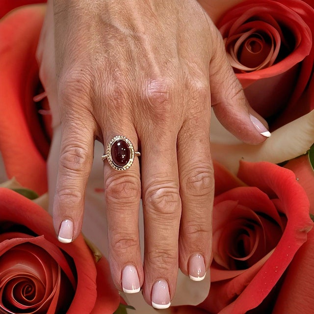 2010s Natural Solitaire Spessartite Garnet Ring 6.5 14k Y Gold 8.08 Cts Certified For Sale - Image 5 of 14