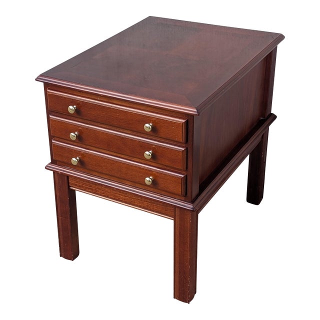 Vintage Allen Classics Mahogany Side Table Cabinet With 3 Tray Tables For Sale