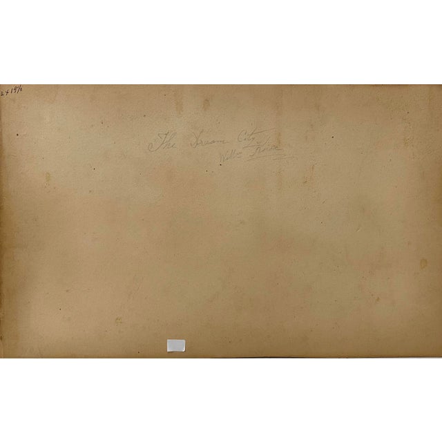 Sky Blue William Knox "Dream City" Original Watercolor C.1920 For Sale - Image 8 of 9