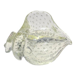 Antique Murano Seguso Vetri d'Arte Poli Italian Art Deco Glass Conch Seashell Figure Sculpture For Sale