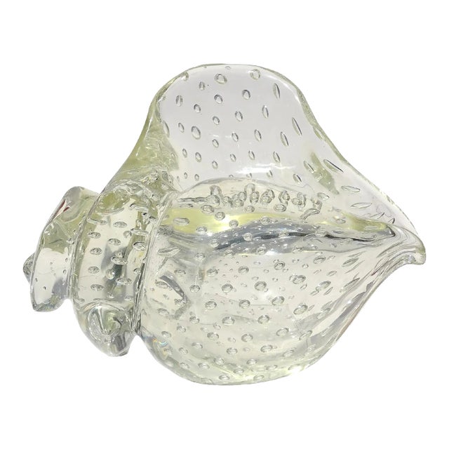 Antique Murano Seguso Vetri d'Arte Poli Italian Art Deco Glass Conch Seashell Figure Sculpture For Sale