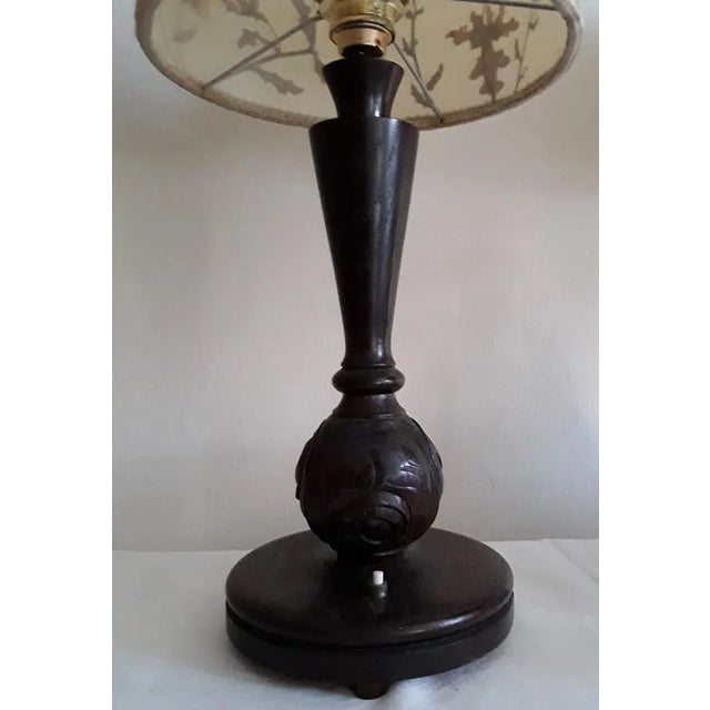 Vintage German Art Deco Table Lamp in Oak, 1930s For Sale - Image 4 of 7