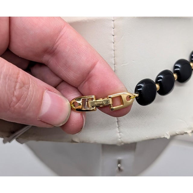 American Vintage Signed Napier Goldtone & Black Resin "Puzzle" Necklace For Sale - Image 3 of 9