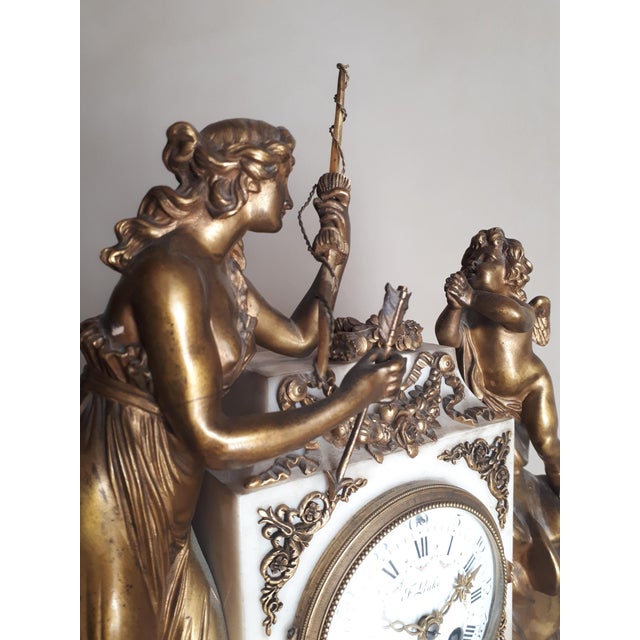 Pendulum Clock in Marble and Gilt Bronze by François Linke For Sale - Image 9 of 17