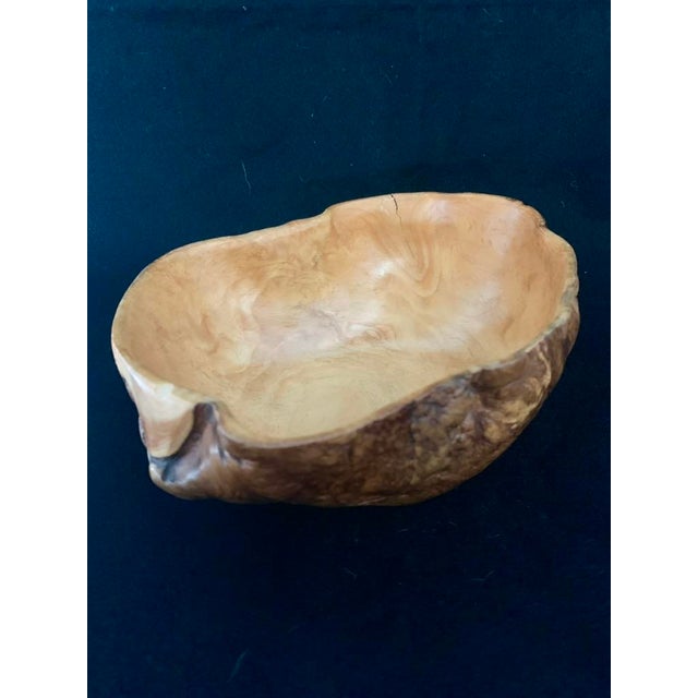 Folk Art Handcrafted Spruce Burl Wood Bowl With Live Edge For Sale - Image 3 of 12