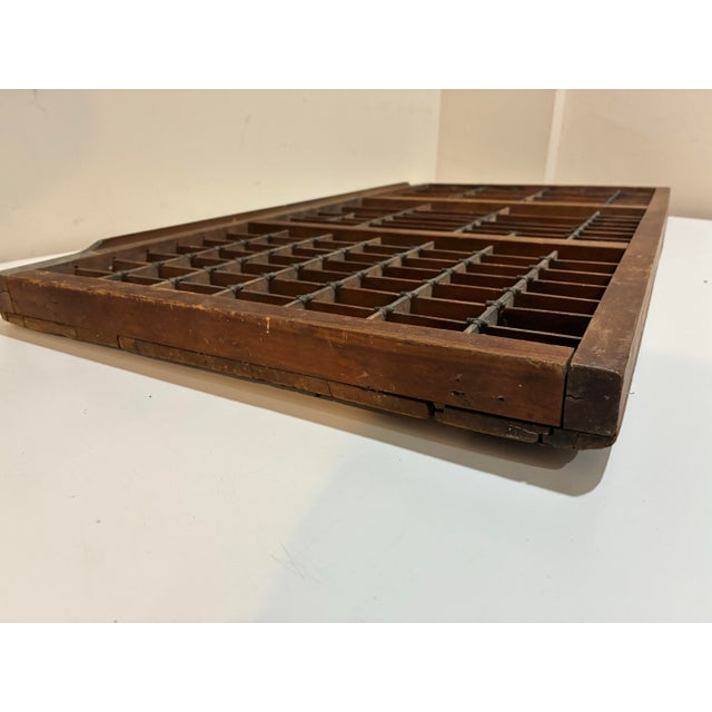 Late 19th Century Large Antique Wooden Printer’s Type Case – Letterpress Drawer Wall Display Shelf c.1900 For Sale - Image 5 of 12