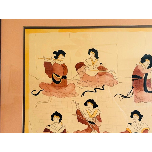 Asian Vintage 1970s Asian Hand-Colored Pencil Drawing “Honey” by Piacente For Sale - Image 3 of 10