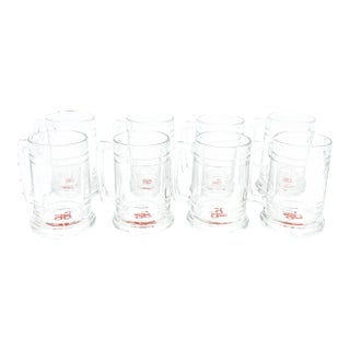 1970's Mid-Century Large Glass Beer Mugs - Set of 8 For Sale