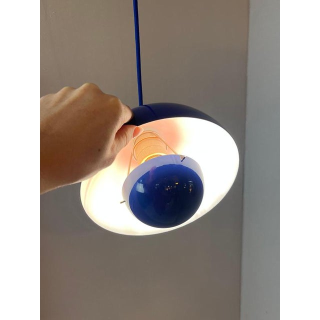 Blue Enamel Flowerpot Pendant Lamp by Verner Panton for Louis Poulsen For Sale - Image 5 of 11