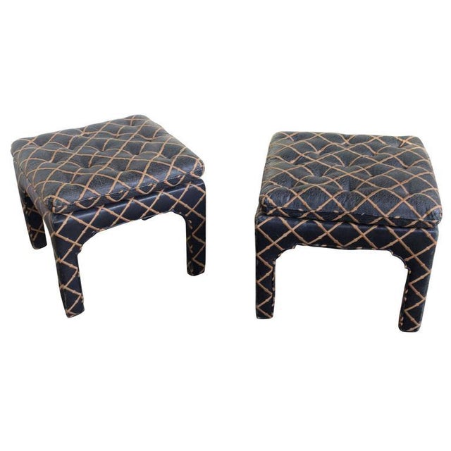 Black 1970s Contemporary Square Tufted Benches - a Pair For Sale - Image 8 of 8