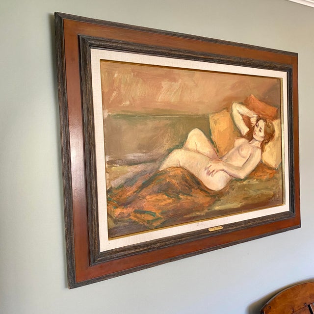 Textile Jan De Ruth "Study of a Nude Girl" Framed Oil Painting Signed For Sale - Image 7 of 10