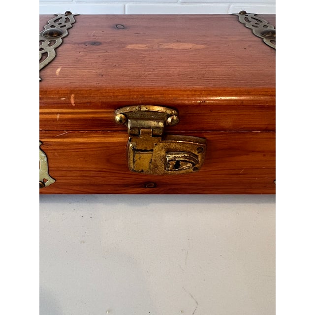 Vintage Dovetail Cedar Wood and Brass Cigar Box | Chairish