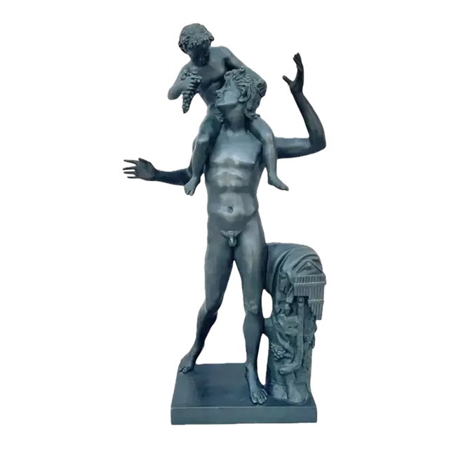 19th Century Grand Tour Bronze Sculpture of Satyr With Infant Dionysus For Sale