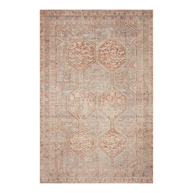 Chris Loves Julia x Loloi Jules Tangerine / Mist 7'-6" x 9'-6" Area Rug For Sale