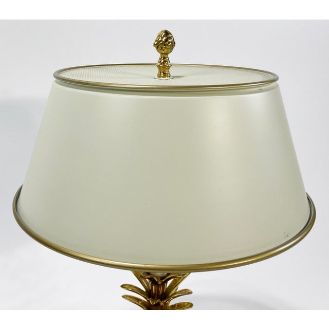 Vintage Bombay Brass Pineapple Table Lamp W/ Tole Shade For Sale In Kansas City - Image 6 of 11