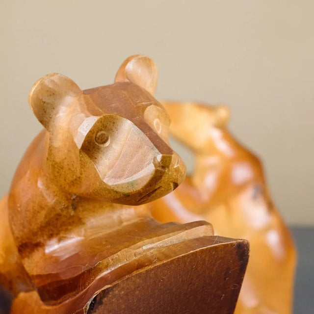 Wooden Bear Bookends from VEB Kunstgewerbliche Holzarbeiten Klings, 1950s, Set of 2 For Sale - Image 10 of 16