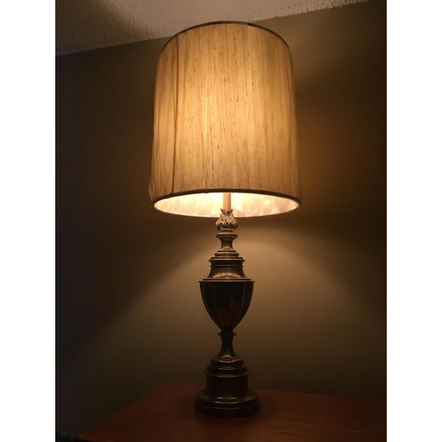 Solid Brass 12-Sided Trophy Urn Lamp & Barrel Shade From the Stiffel Company For Sale - Image 12 of 13
