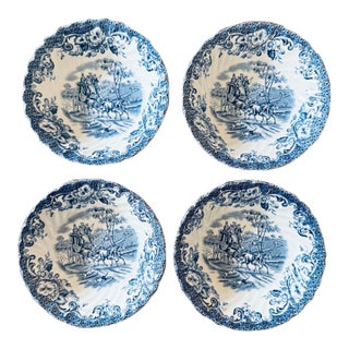 Vintage English Ironstone by Johnson Brothers in Coaching Scene Berry Bowls - Set of 4 For Sale