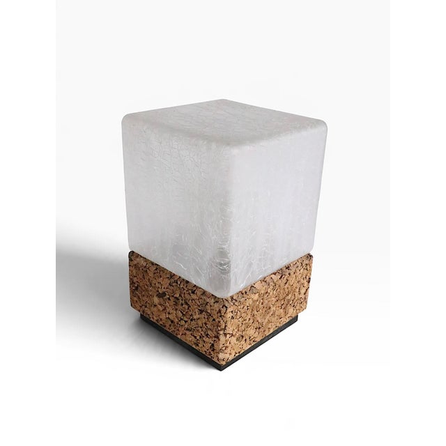 Mid 20th Century Danish Modern Cork and Glass Table Lamp For Sale - Image 13 of 17