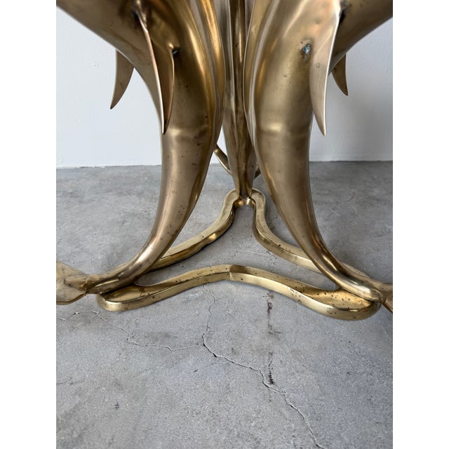 Vintage Solid Brass Marlin Fish Coffee Table With Glass Top For Sale In Miami - Image 6 of 18