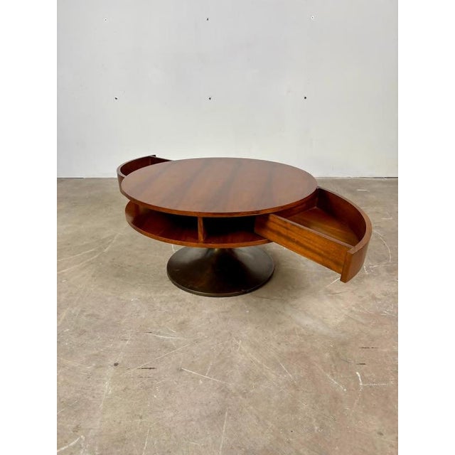 Elegant Original Low Table with Hidden Drawer, Italy, 1960s An elegant, original 1960s low table featuring a round,...