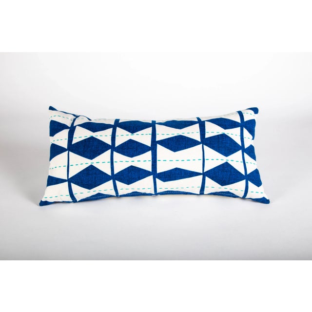 Blue Blue Diamond Lumbar Pillow For Sale - Image 8 of 8