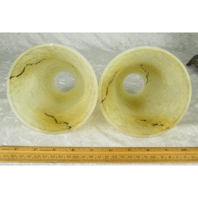 Early 20th Century Uranium Jadeite Table Lamp Alabaster Shades For Sale - Image 18 of 18