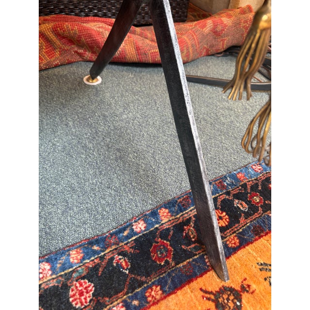 Maitland-Smith Leather Clad British Campaign Desk With Steel Sword Base, Vintage For Sale - Image 9 of 12