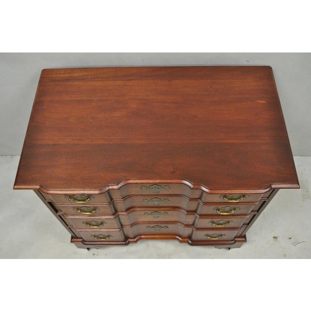Vintage Chippendale Style Solid Mahogany Block Front Bachelor Chest of Drawers For Sale - Image 4 of 18