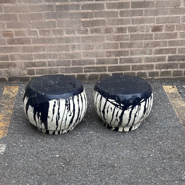 Pair Turkish Drippy Pots We always love seeing unique pieces. This pair of pots from Turkey has a heavy application of a...