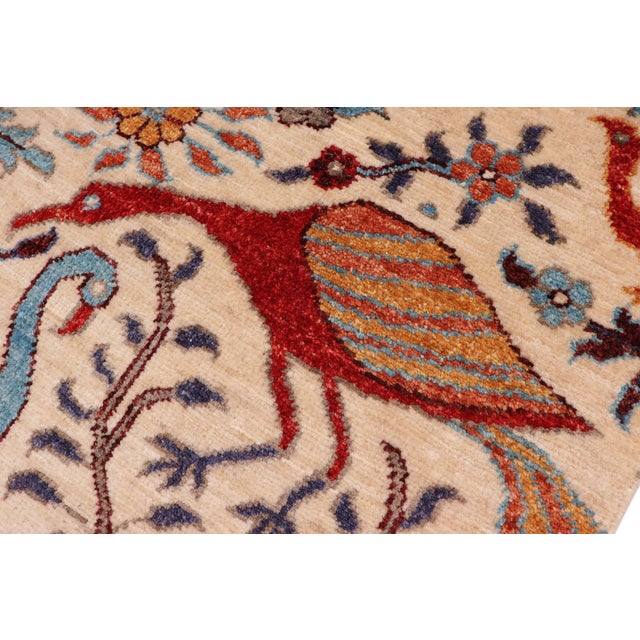Beautiful Ziegler Beige/Blue Wool Runner Rug- 2'0'' X 4'11'' For Sale In New York - Image 6 of 10
