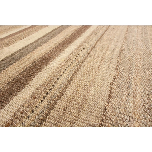 1910s Antique Persian Brown and Beige Wool Kilim Runner For Sale - Image 5 of 6