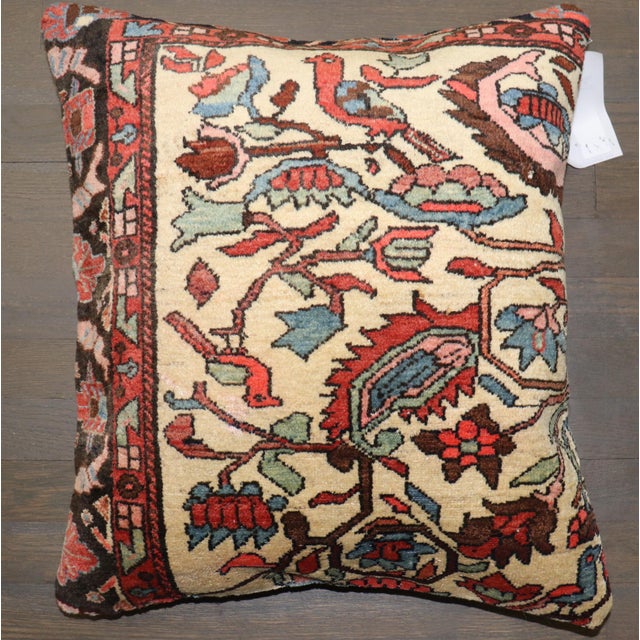 Ivory Antique Farahan Rug Pillow For Sale - Image 4 of 4