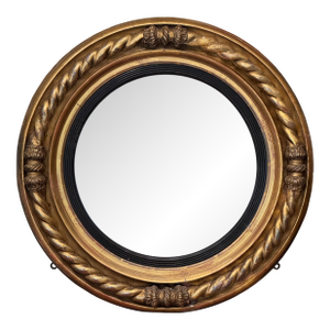 Early 19th Century Regency Convex Mirror With Rope-Twist Carved Frame