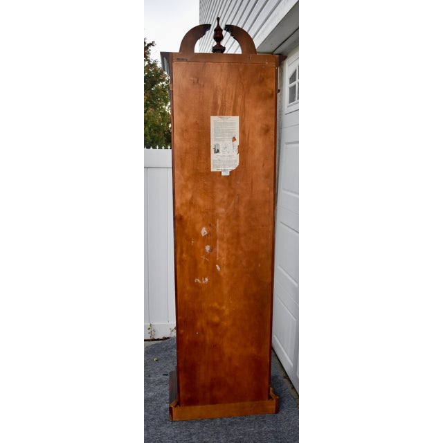 Howard Miller Mahogany Grandfather Clock Triple Chime Mechanical Floor Clock 80s For Sale - Image 14 of 16