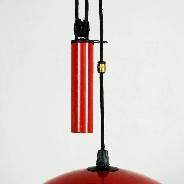 Mid-Century Italian Metal and Brass Counterweight Pendant Lamp, 1960s For Sale - Image 6 of 12