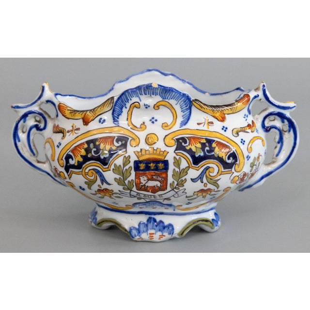Antique French Rouen Faience Jardiniere Cachepot For Sale - Image 9 of 9