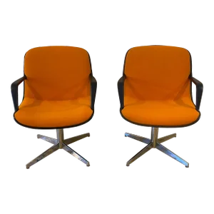 1950s Pair of Executive Steelcase Office Desk Arm Chairs Inspired by Pollock for Knoll