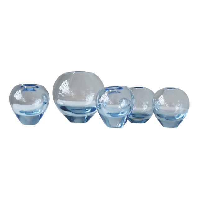 Rondo Vases Aqua by Per Lütken for Holmegaard, Denmark, Set of 5 For Sale