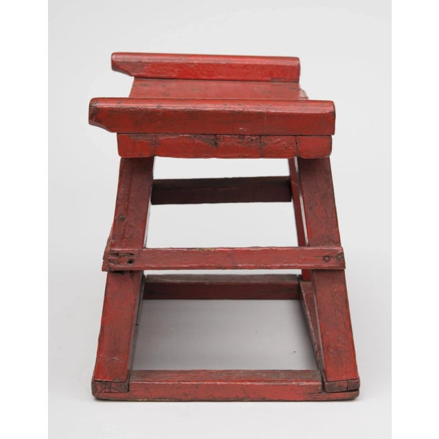 Paint Antique Chinese Red Lacquered Stand For Sale - Image 7 of 8