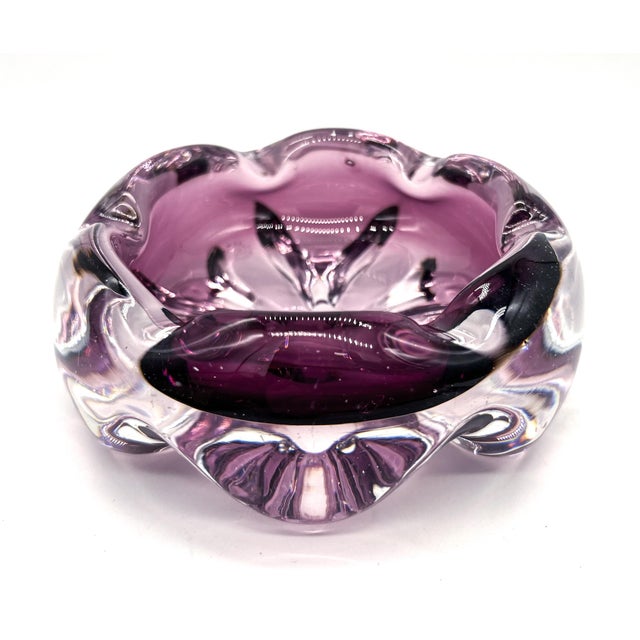 Mid 20th Century Mid-Century Signed Åfors Bosse ‘Lila’ Amethyst Purple Sommerso Scandinavian Art Glass Bowl – Scandinavian Modern, Contemporary For Sale - Image 5 of 13