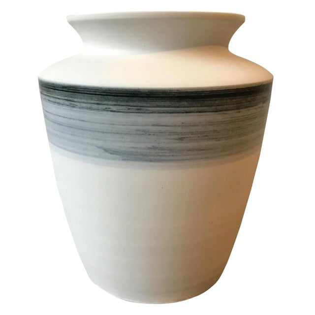 Ceramic Spin Ceramics Blue Stripe Vase For Sale - Image 7 of 7