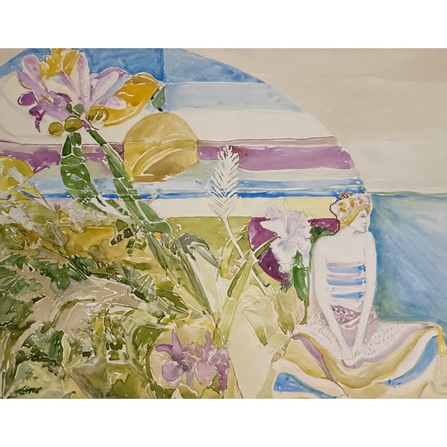 Woman by the Sea, Contemporary Expressionist, Framed Watercolor, Artist John Bunker For Sale In Jacksonville, FL - Image 6 of 11