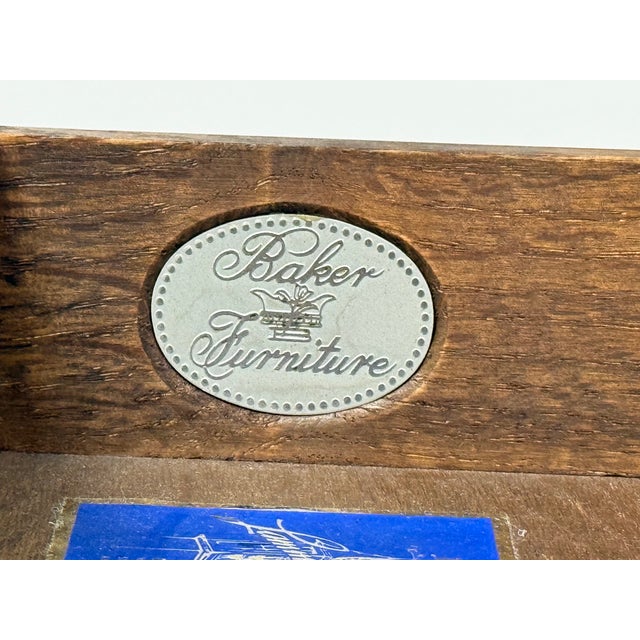Brown Baker Furniture French Louis XVI Style Accent Table Brass Gallery For Sale - Image 8 of 10