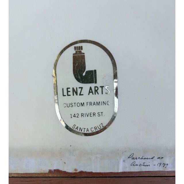 Linen 1968 Mid-Century Modern Robert Tripp Framed Pencil Portrait Drawing For Sale - Image 8 of 12