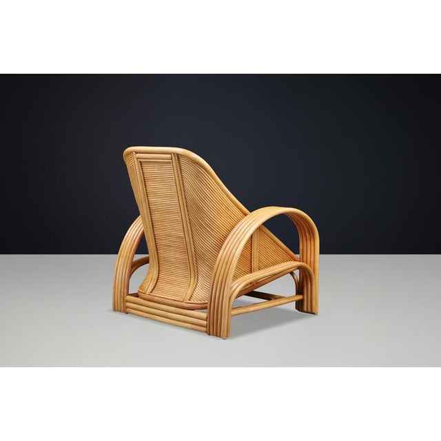 Vintage Italian Bamboo and Rattan Lounge Chair, Italy, 1970s For Sale - Image 4 of 9
