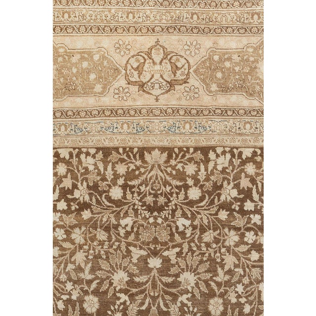 Brown Early 20th Century Large Square Brown Persian Tabriz Rug - 13' x 14'4" For Sale - Image 8 of 12