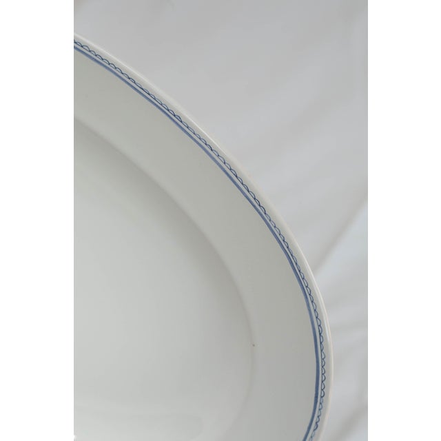 Late 20th Century French Moustiers Faïence Dinnerware Set for Eight | Atelier De Ségriès | Hand-Painted Blue Banded Floral - 35pcs For Sale - Image 4 of 18